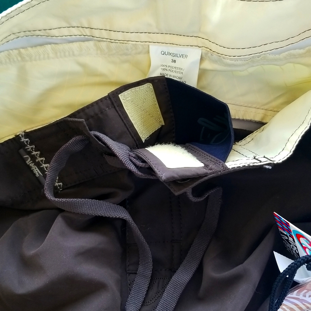 NWT QUICKSILVER brown beige yellow SWIM TRUNK Neofly men size 38 - Picture 13 of 17